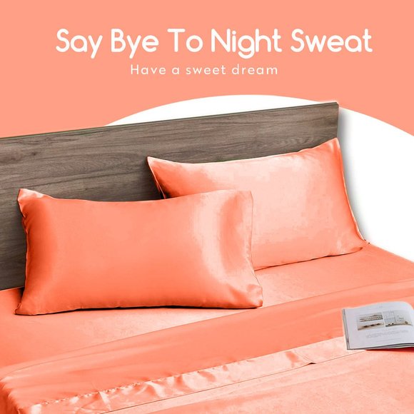 Soft Silky Satin Pillowcase Luxurious Pillow Cover Set of 2 - Picture 4 of 11